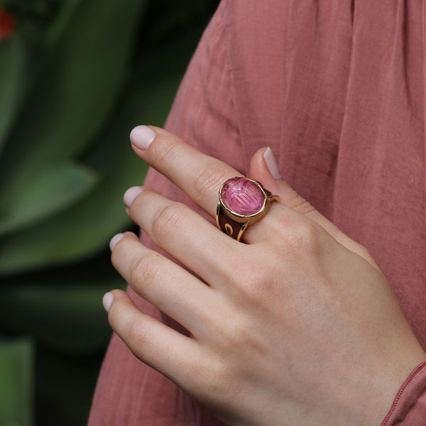 Brooke Gregson Tourmaline Scarab Enamel Ankh Ring