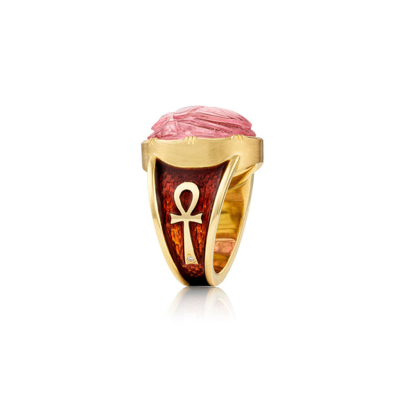 Brooke Gregson Tourmaline Scarab Enamel Ankh Ring