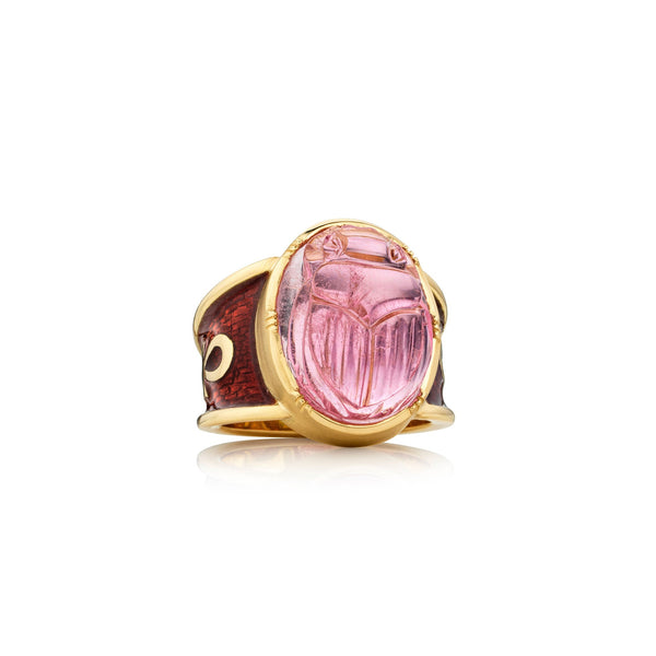 brooke gregson Tourmaline Scarab Enamel Ankh Ring