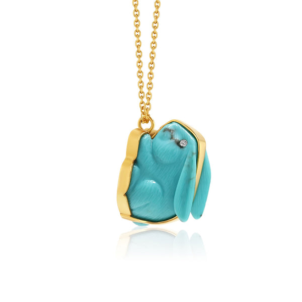 Brooke Gregson Turquoise Bunny Enamel Necklace