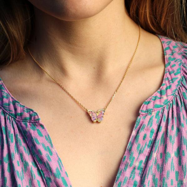 Brooke Gregson Wood Opal Butterfly Necklace