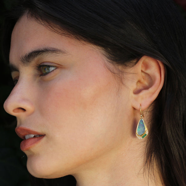 Brooke Gregson Butterfly Opal Emerald Halo Earrings