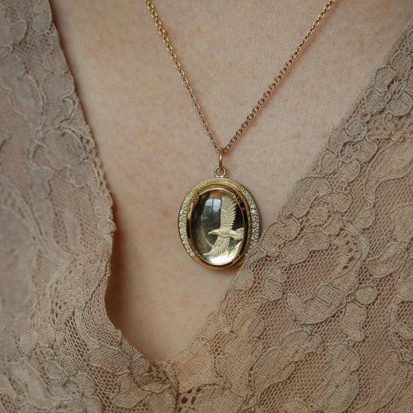 Brooke Gregson Crystal Quartz Diamond Bird Necklace