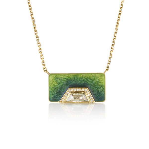 brooke gregson Diamond Hex Halo Ombre Enamel Necklace