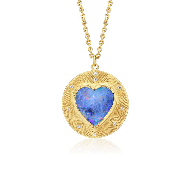 brooke gregson Engraved Boulder Opal Heart Necklace
