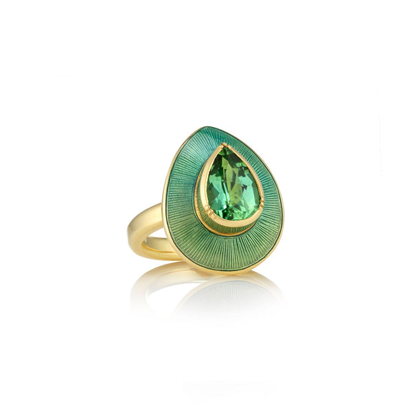 brooke gregson Green Tourmaline Enamel Raindrop Ring