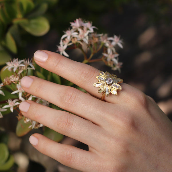 Brooke Gregson Mandala Engraved Diamond Flower Ring