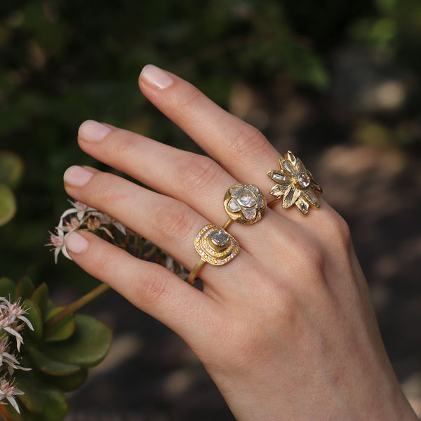 Brooke Gregson Mandala Engraved Diamond Flower Ring