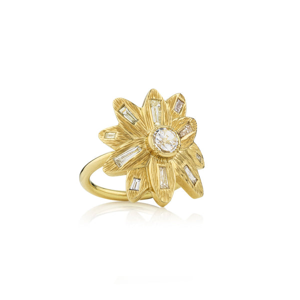 brooke gregson Mandala Engraved Diamond Flower Ring