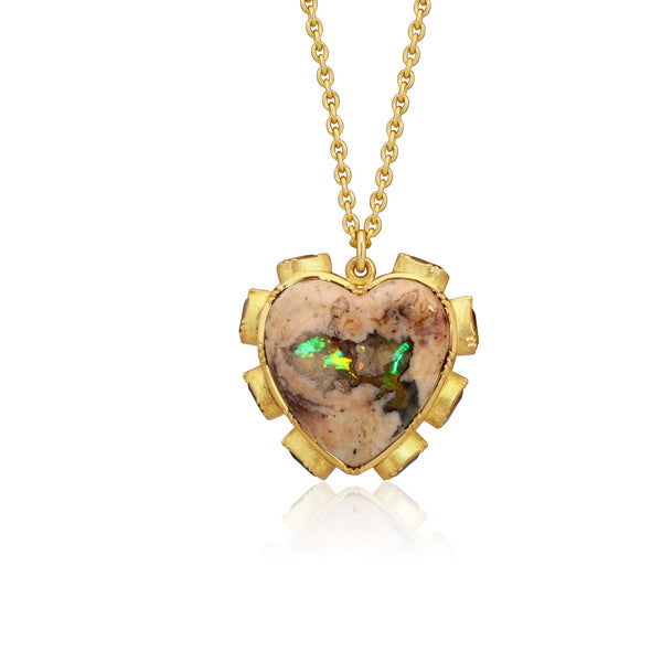 brooke gregson Matrix Opal Sapphire Heart Chakra Necklace