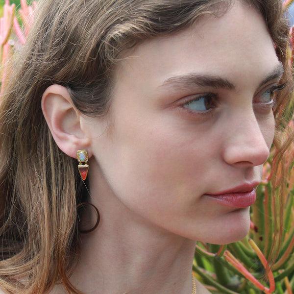 Brooke Gregson Nefertiti Opal Diamond Enamel Earrings