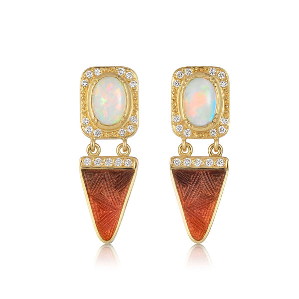 brooke gregson Nefertiti Opal Diamond Enamel Earrings