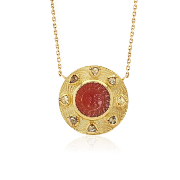brooke gregson Sunshine Mandala Carnelian Diamond Necklace
