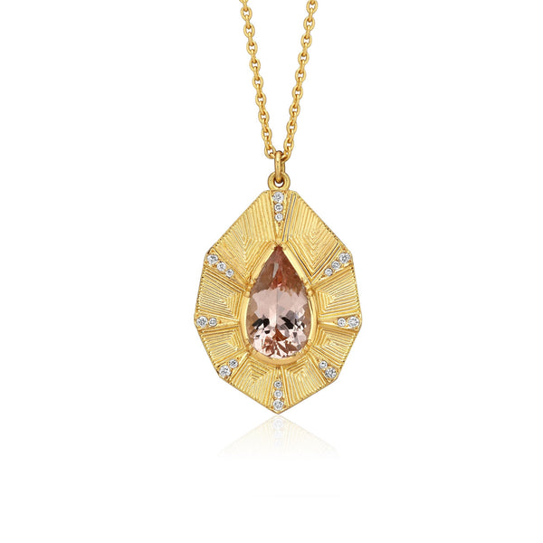 brooke gregson Talisman Shield Morganite Engraved Necklace