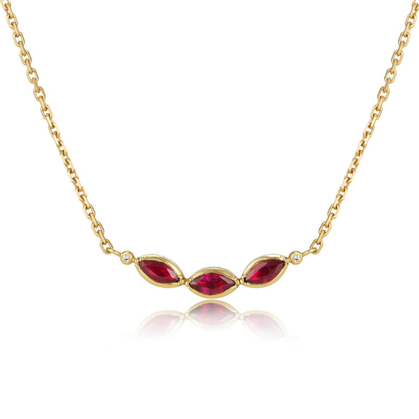 brooke gregson Triple Marquise Ruby Diamond Necklace