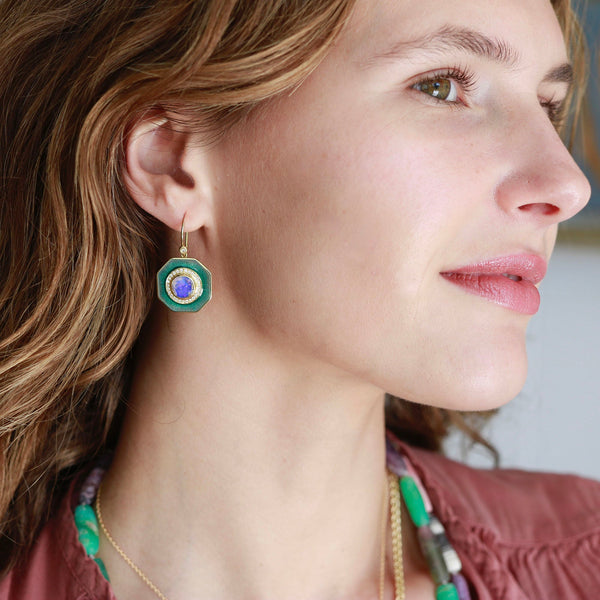 Brooke Gregson Wood Opal Galaxy Enamel Drop Earrings