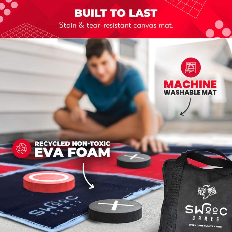 Brookstone 2-in-1 Vintage Giant Checkers & Tic Tac Toe Game