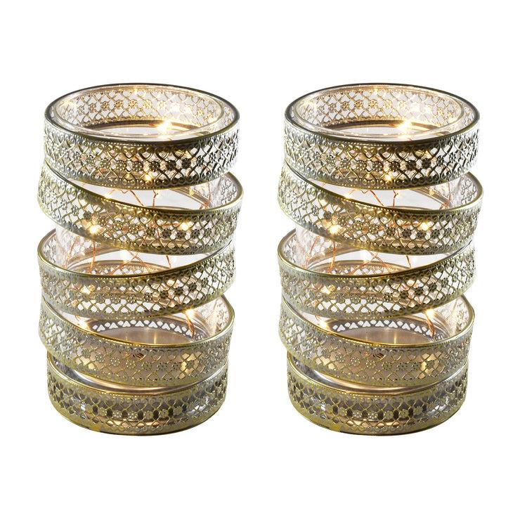 Brookstone Antique Gold Hurricanes With LED Fairy Lights