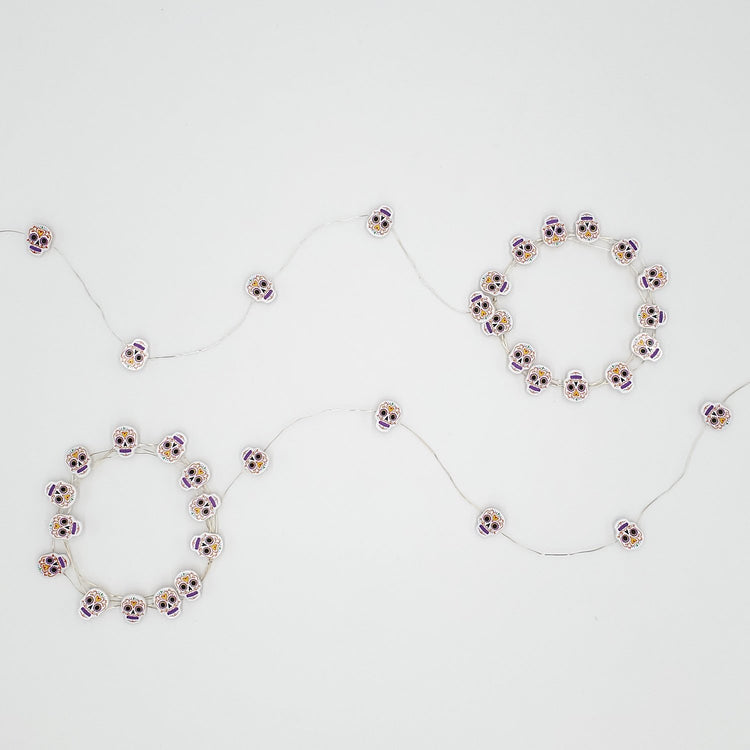 Brookstone Battery Operated LED Fairy String Lights With Sugar Skull Motif