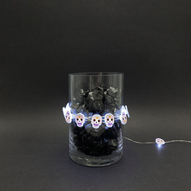 brookstone Battery Operated LED Fairy String Lights with Sugar Skull Motif