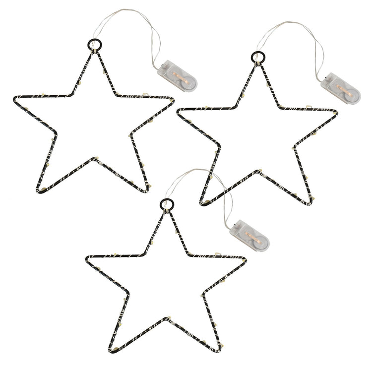 Brookstone Battery Operated LED Lighted Metal Stars- Set Of 3