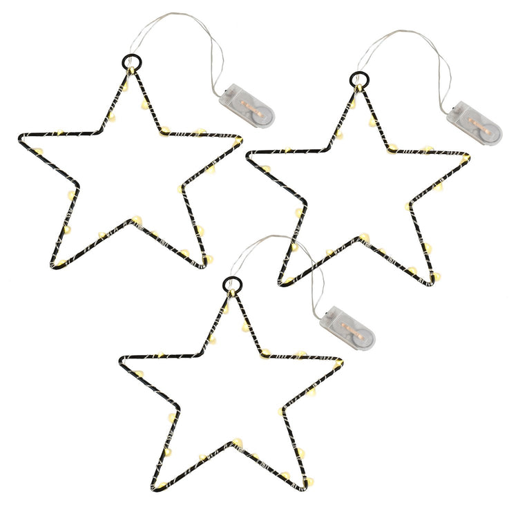 Brookstone Battery Operated LED Lighted Metal Stars- Set Of 3