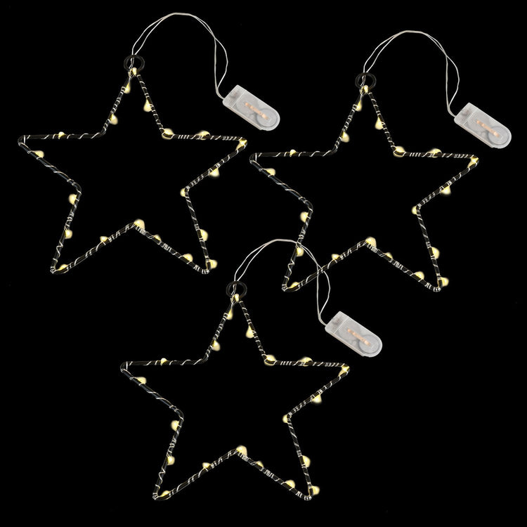 Brookstone Battery Operated LED Lighted Metal Stars- Set Of 3