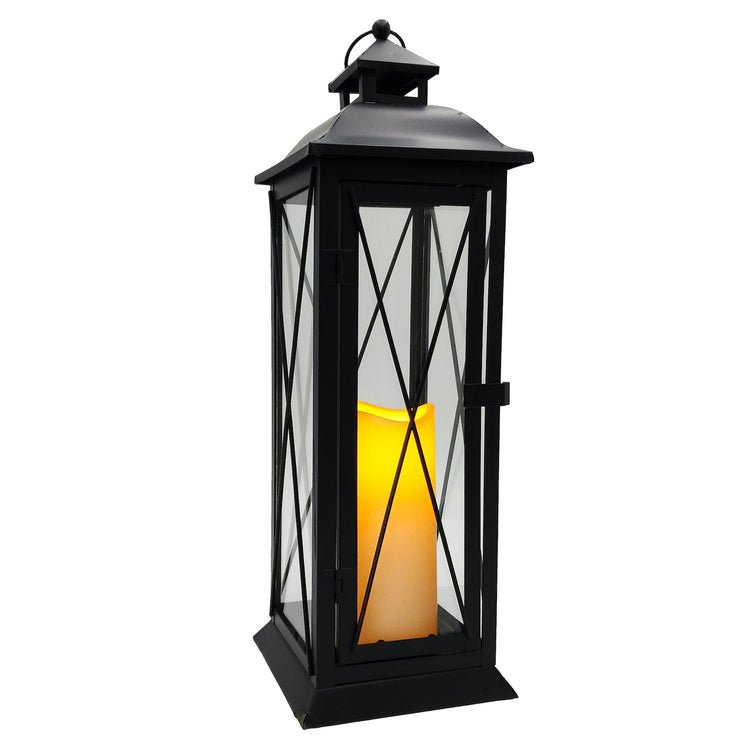 Brookstone Battery Operated LED Metal Lantern - Crisscross