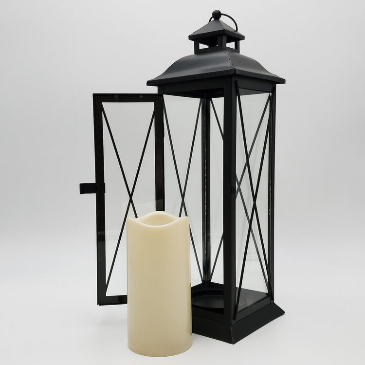 Brookstone Battery Operated LED Metal Lantern - Crisscross