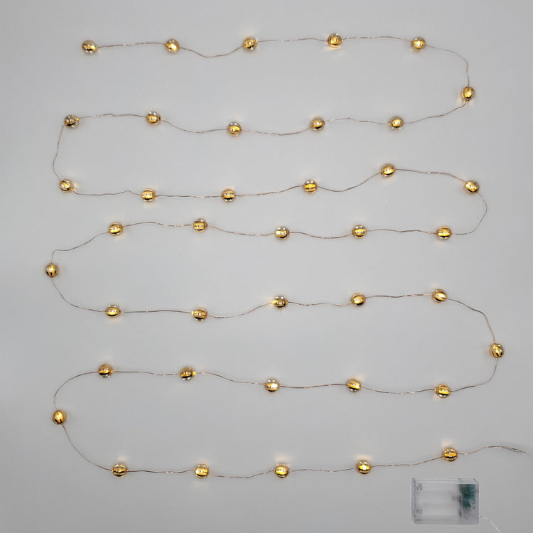 Brookstone Battery Operated LED Mini String Lights With Gold Balls