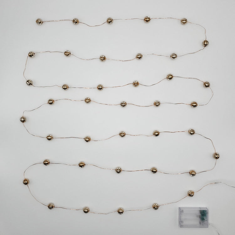 Brookstone Battery Operated LED Mini String Lights With Gold Balls