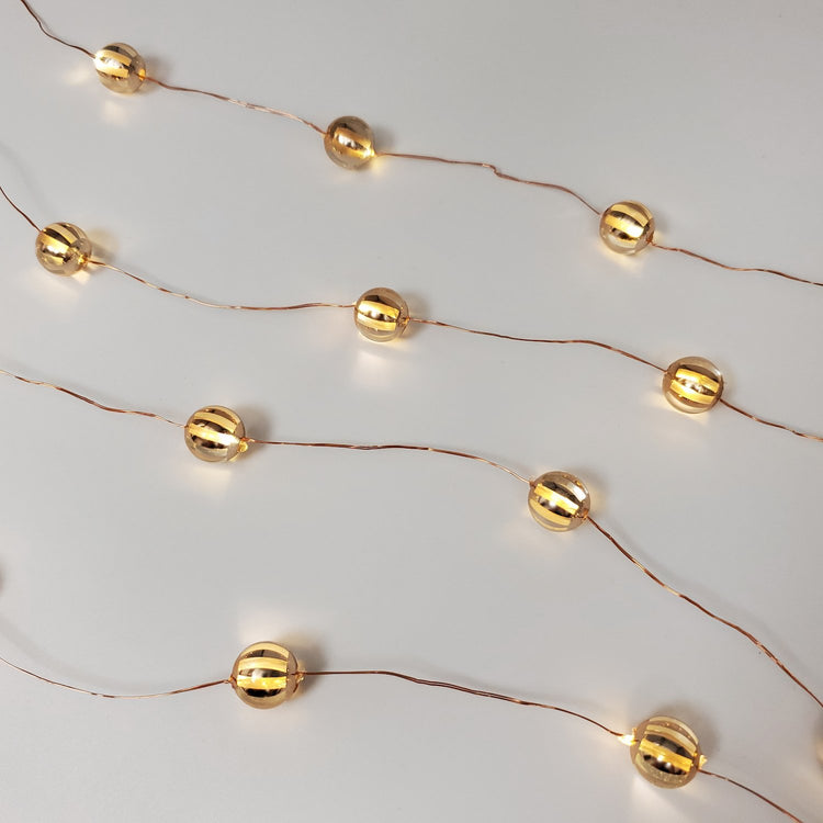 Brookstone Battery Operated LED Mini String Lights With Gold Balls