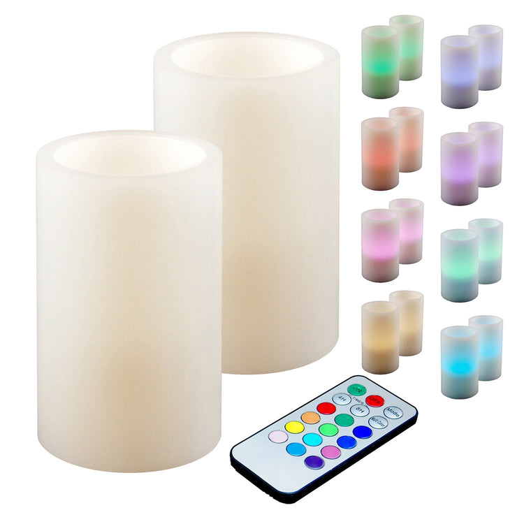 Brookstone Battery Operated Wax LED Candles With Remote Control Multi Colors