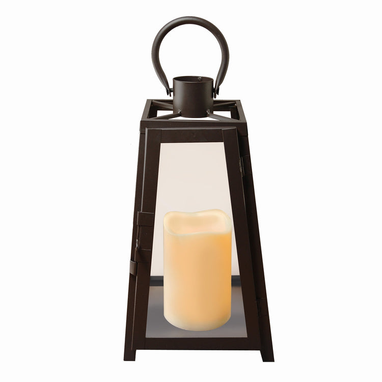Brookstone Black Tapered Metal Lantern With LED Candle