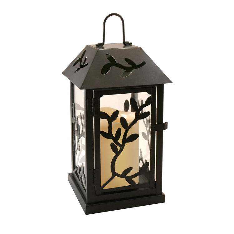 Brookstone Black Vine Metal Lantern With LED Candle