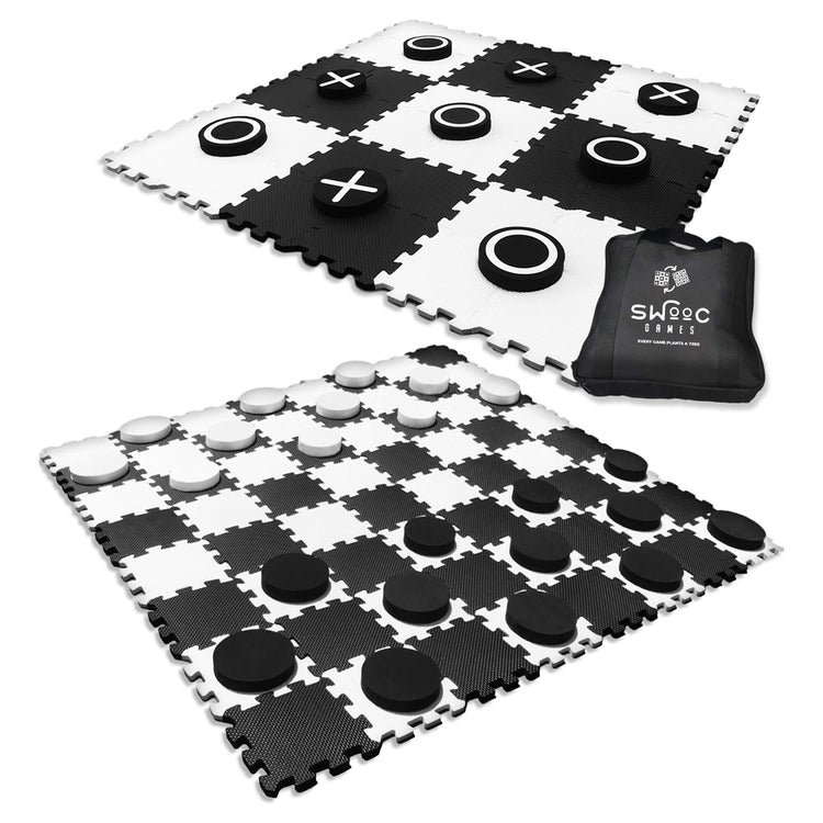 brookstone 2-in-1 Giant Checkers & Tic Tac Toe Game