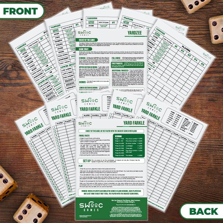 Brookstone 5 Yardzee & 5 Farkle Scorecards