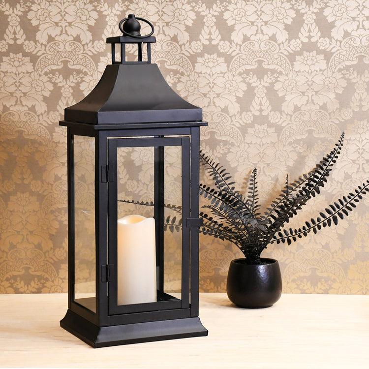 Brookstone Black Metal Lantern With LED Candle