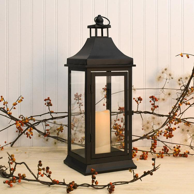Brookstone Black Metal Lantern With LED Candle