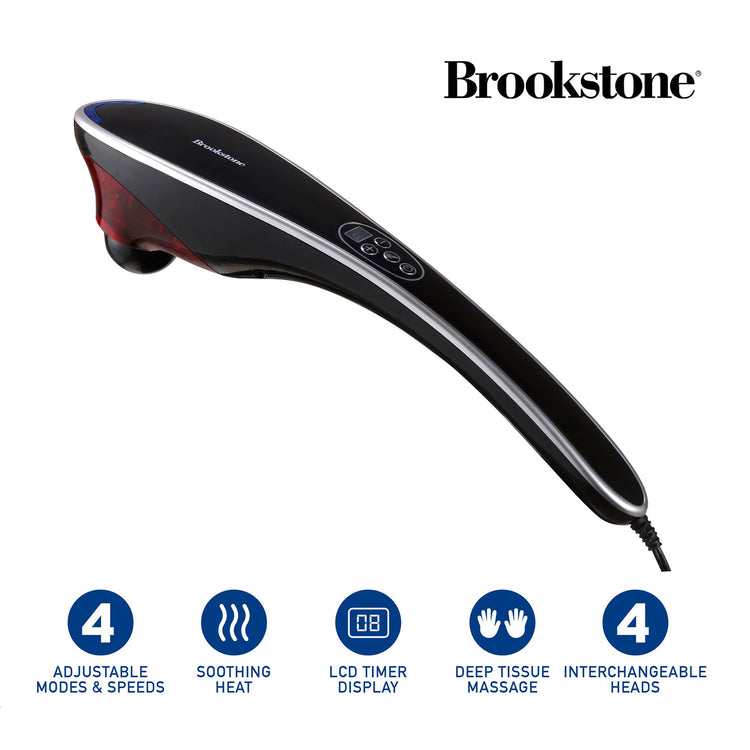 Brookstone Brookstone Handheld Percussion Massager With 4 Speed Setting & Modes With Interchangeable Heads