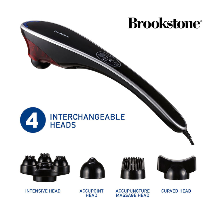 Brookstone Brookstone Handheld Percussion Massager With 4 Speed Setting & Modes With Interchangeable Heads