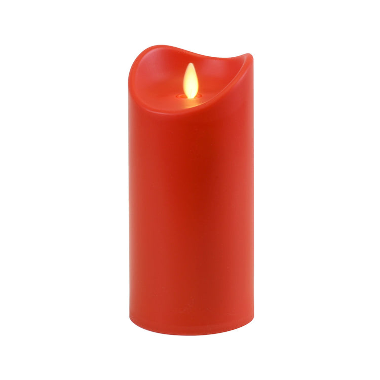 Brookstone Moving Flame LED Red Pillar Candle