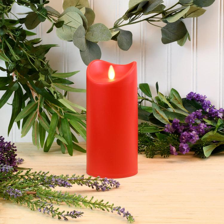 Brookstone Moving Flame LED Red Pillar Candle