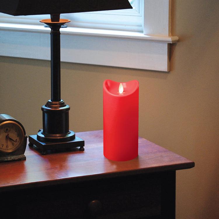 Brookstone Moving Flame LED Red Pillar Candle