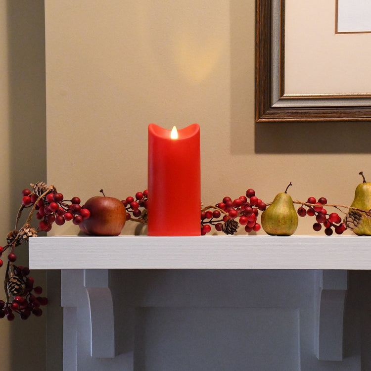 brookstone Moving Flame LED Red Pillar Candle