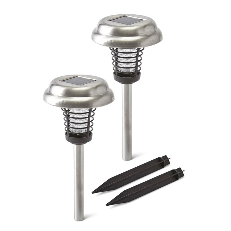 brookstone Brookstone Solar-Powered Stainless Steel Bug Zapper & Pathway Lights - 2 Pack