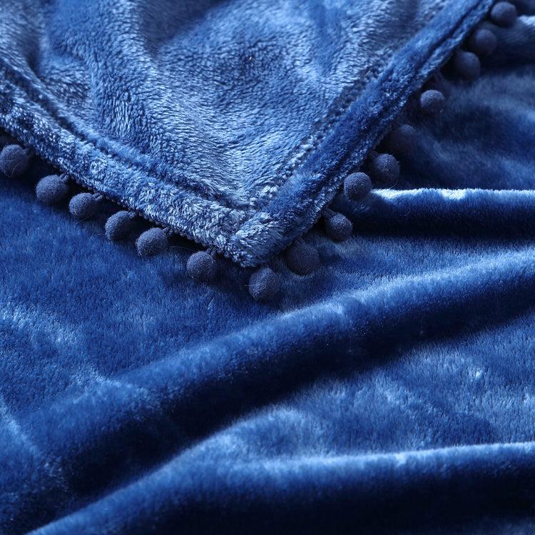 Brookstone Walnut Flannel Pompom 50" X 70" Throw