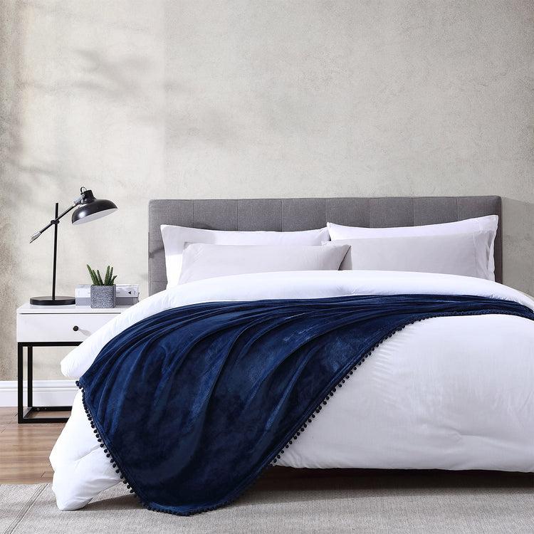 Brookstone Walnut Flannel Pompom 50" X 70" Throw