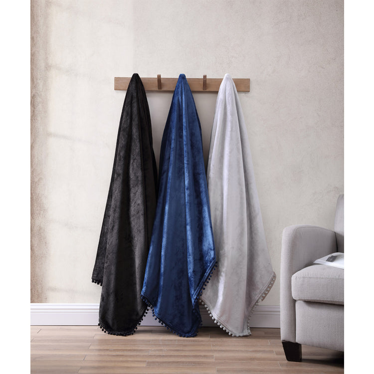 Brookstone Walnut Flannel Pompom 50" X 70" Throw