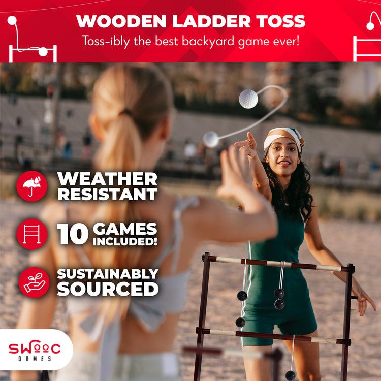 Brookstone Wooden Ladder Ball Game Set